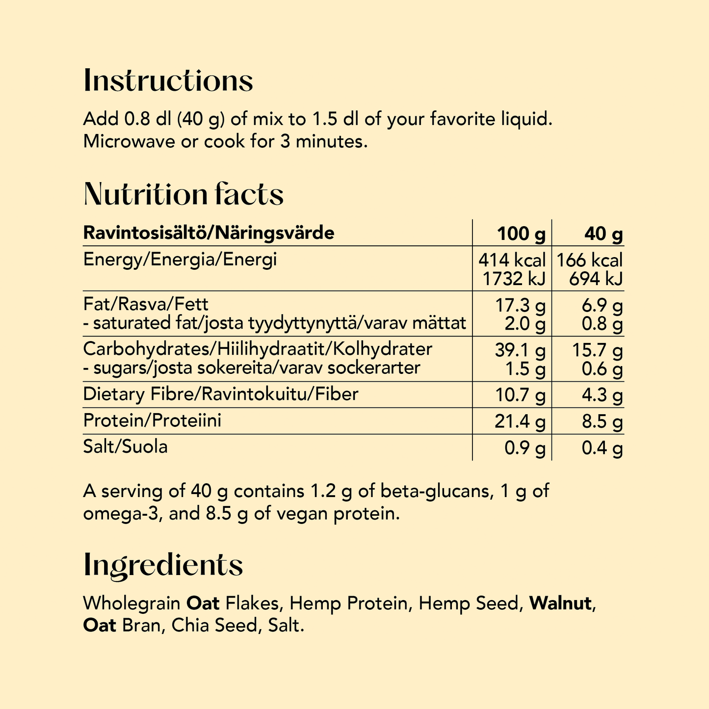 MORNINGS PORRIDGE MIX - VEGAN